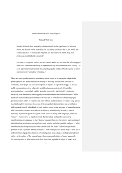 Musical Materials and Cultural Spaces Richard Wistreich Broadly
