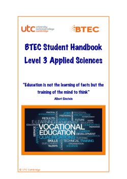BTEC Student Handbook Level 3 Applied Sciences