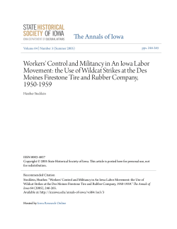 Workers` Control and Militancy in An Iowa Labor Movement: the Use