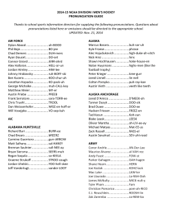 2014-15 NCAA DIVISION I MEN`S HOCKEY PRONUNCIATION