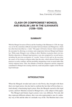 Clash or Compromise? Mongol and Muslim Law in the Ilkhanate