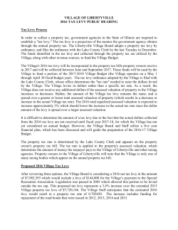 Tax Levy Information Guide