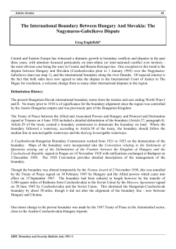 The International Boundary Between Hungary And Slovakia: The