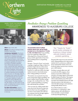 Summer 2013 - Northstar Problem Gambling Alliance