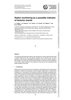 Radon monitoring as a possible indicator of tectonic events