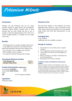 Potassium Nitrate - Agrisol Manufacturing Inc