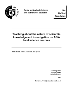 Teaching about the nature of scientific knowledge and investigation
