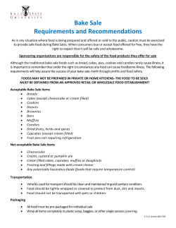 Bake Sale Requirements and Recommendations