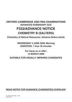 Unit F332/01 - Chemistry of natural resources - Advance notice