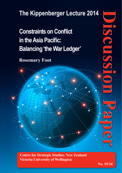 The Kippenberger Lecture 2014 Constraints on Conflict in the Asia