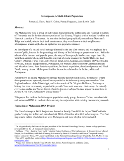 Melungeons, A Multi-Ethnic Population