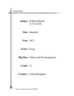 Author: William Hazlitt (1778-1830) Title: Macbeth Year: 1817 Genre
