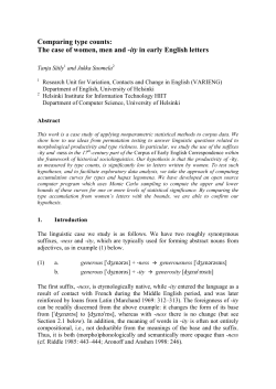 Comparing type counts - University of Helsinki