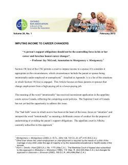 IMPUTING INCOME TO CAREER CHANGERS &ldquo;A person`s support