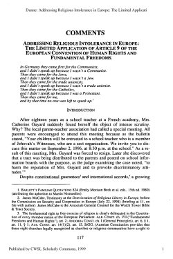 Addressing Religious Intolerance in Europe