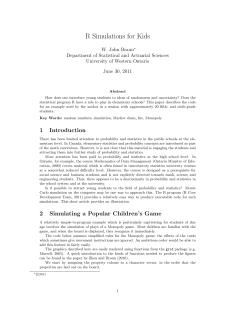R Simulations for Kids - Department of Statistical and Actuarial