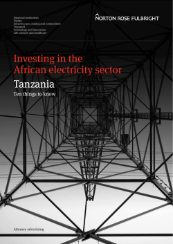 Investing in the African electricity sector Tanzania