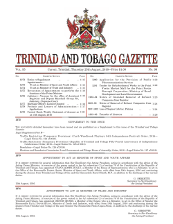 Gazette No. 99 of 2016 - Trinidad and Tobago Government News
