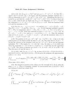 Math 217: Some Assignment 5 Solutions 14.8 # 10: Let f(x, y, z) = x
