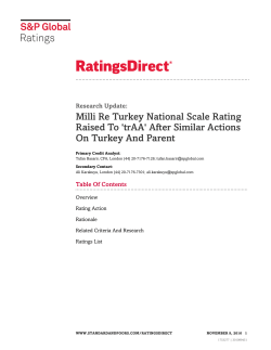 Milli Re Turkey National Scale Rating Raised To `trAA` After Similar
