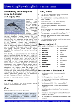 Dolphin Tourism - Breaking News English