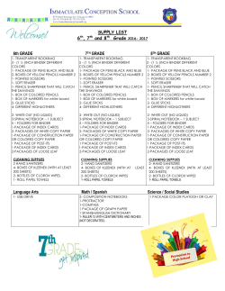SUPPLY LIST 6th, 7th and 8th 6th GRADE 7TH GRADE 8TH