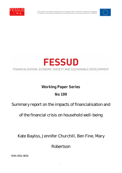 Summary report on the impacts of financialisation and of