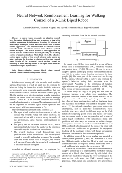 Neural Network Reinforcement Learning for Walking Control