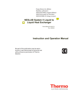 NESLAB System II Liquid to Liquid Heat Exchanger Instruction and