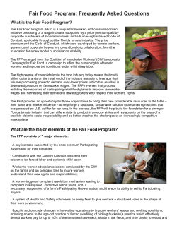 Fair Food Program: Frequently Asked Questions