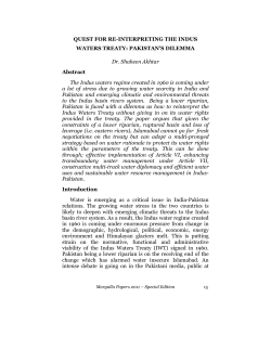 QUEST FOR RE-INTERPRETING THE INDUS WATERS TREATY