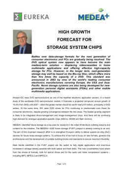 HIGH GROWTH FORECAST FOR STORAGE SYSTEM CHIPS