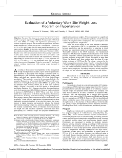 Evaluation of a Voluntary Work Site Weight Loss