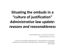 culture of justification - Forum of Canadian Ombudsman | Forum