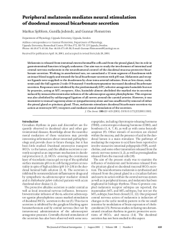 Peripheral melatonin mediates neural stimulation of duodenal