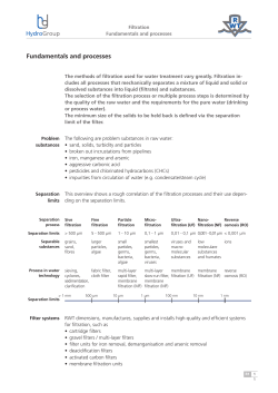 Filtration - fundamentals and processes