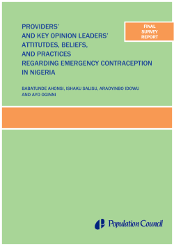 Providers` and key opinion leaders` attitudes, beliefs, and practices