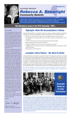 SUMMER 2016 Assembly Member Rebecca A