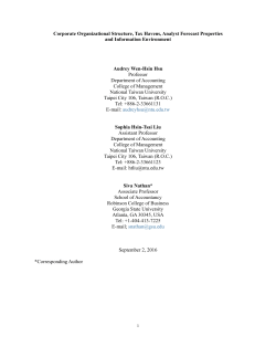 Corporate Organizational Structure, Tax Havens, Analyst Forecast