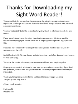 Sight Word Reader Down