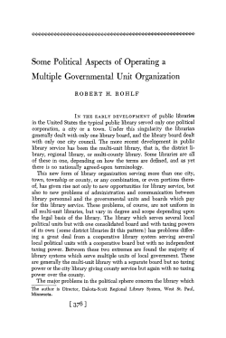 Some Political Aspects of Operating a Multiple Governmental Unit