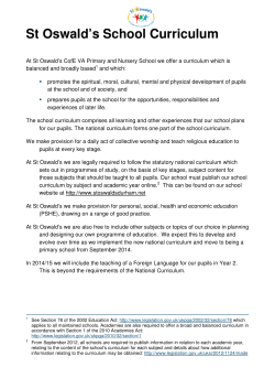 St Oswald`s Curriculum Overview for Key Stage 1 and 2