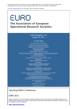 Newsletter #18 August 19, 2014 - EURO