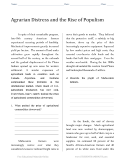 Agrarian Distress and the Rise of Populism