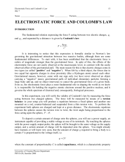 ELECTROSTATIC FORCE AND COULOMB`S LAW