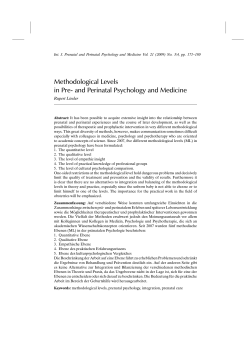 Methodological Levels in Pre- and Perinatal Psychology and Medicine