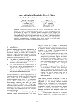 Improved statistical translation through editing