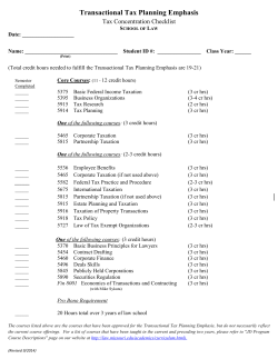 Transactional Tax Planning Emphasis