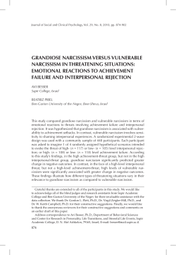 grAndiose nArcissism versus vulnerAble nArcissism in