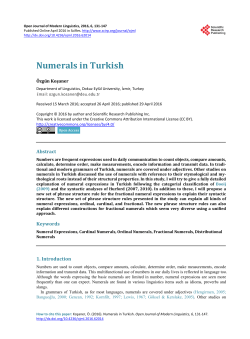 Numerals in Turkish - Scientific Research Publishing